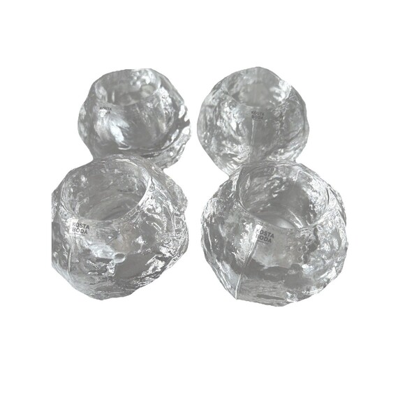 KOSTA BODA Ann Wolff Snowball Candle Holders Votive 4 pc Set L SWEDEN With Box - Picture 7 of 11